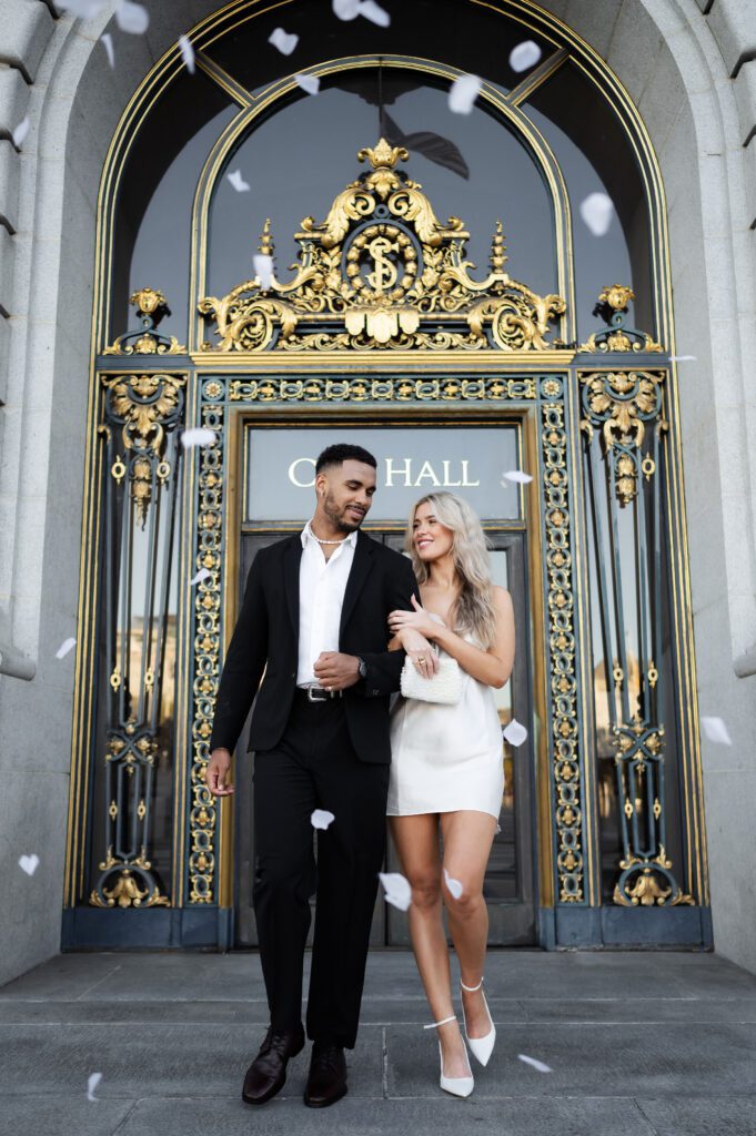 city hall elopement san francisco california wedding photographer confetti exit