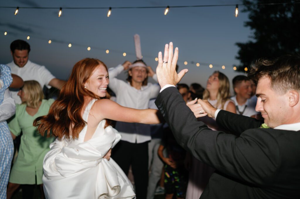 backyard wedding reception candid dancing inspo