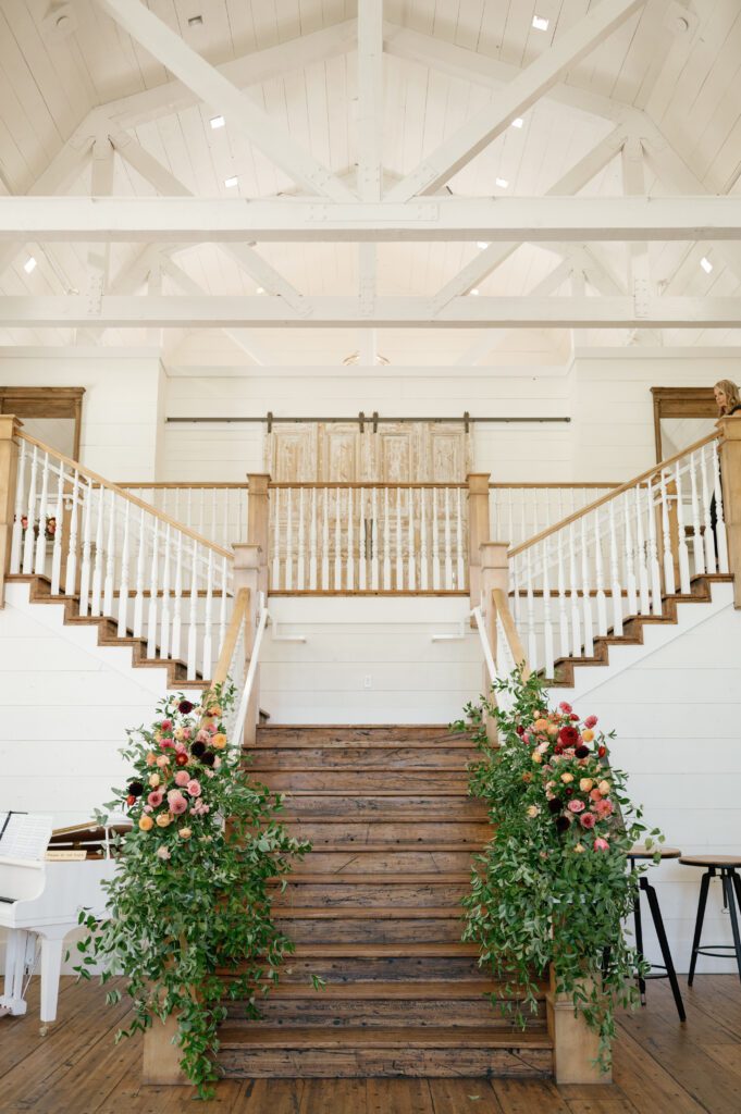 walker farms staircase fall wedding florals