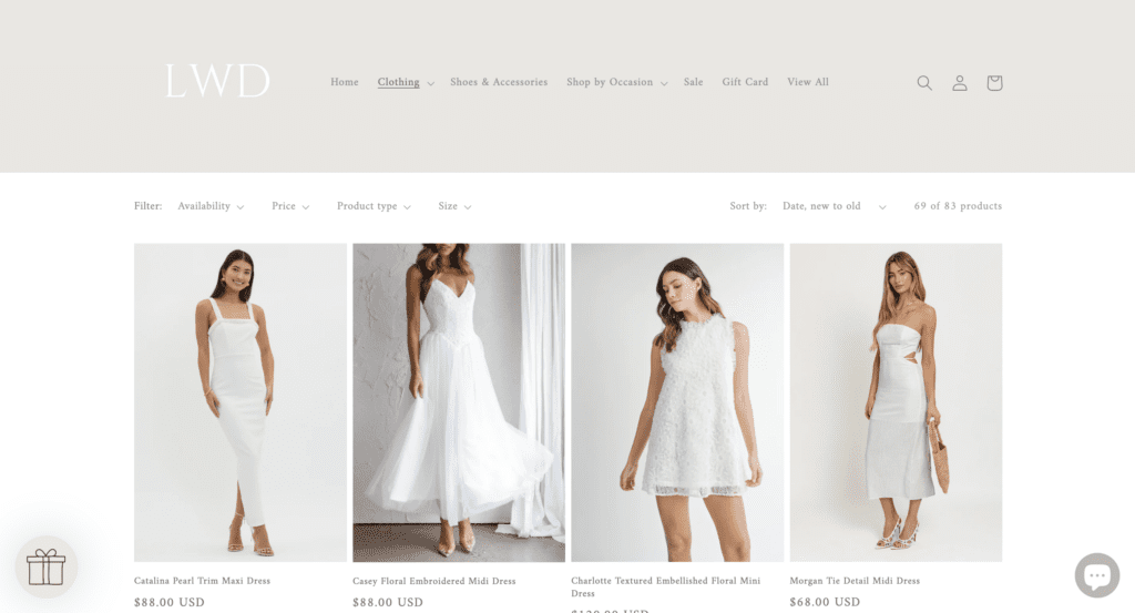LWD little white dress shop wedding dresses