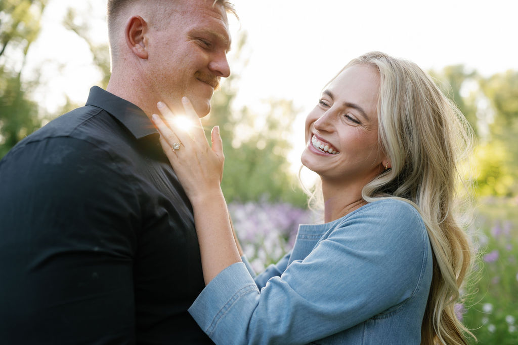 utah wildflower photos, engagement photoshoot inspo, summer couples outfits