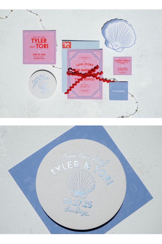 Coastal wedding invitation suite