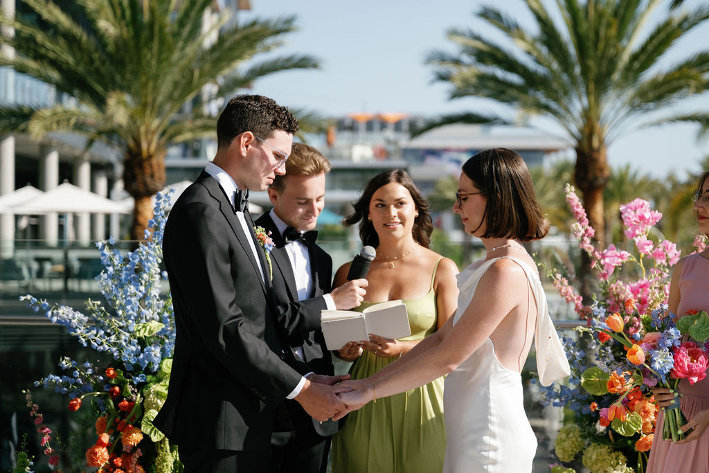 couple gets married at wedding ceremony at the lane venue in san diego