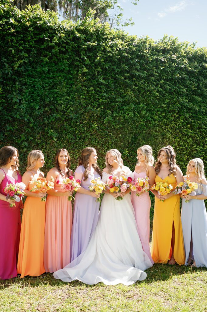 Bride and her bridesmaids group photo at Florida wedding venue