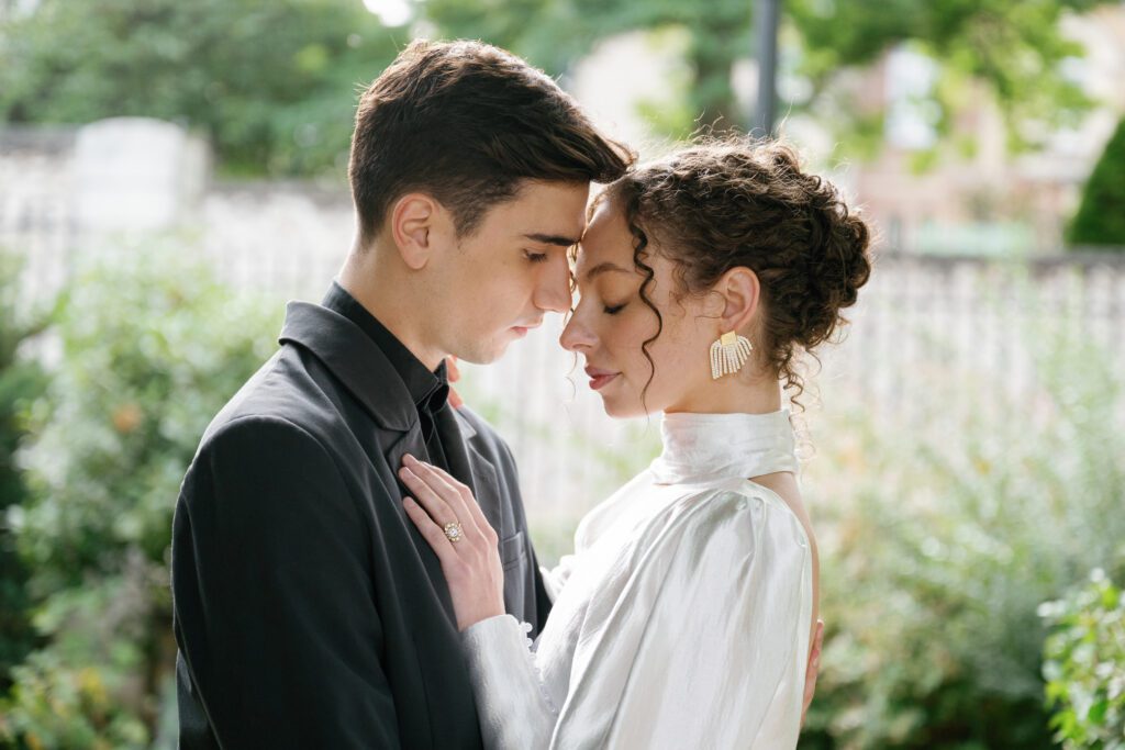 Bride and groom head to head during Montmartre Paris wedding

